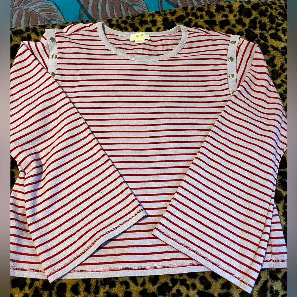 Maeve x Anthropologie Convertible Striped Sweatshirt